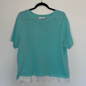 CJ Banks Teal Knit Shirt Size 1X